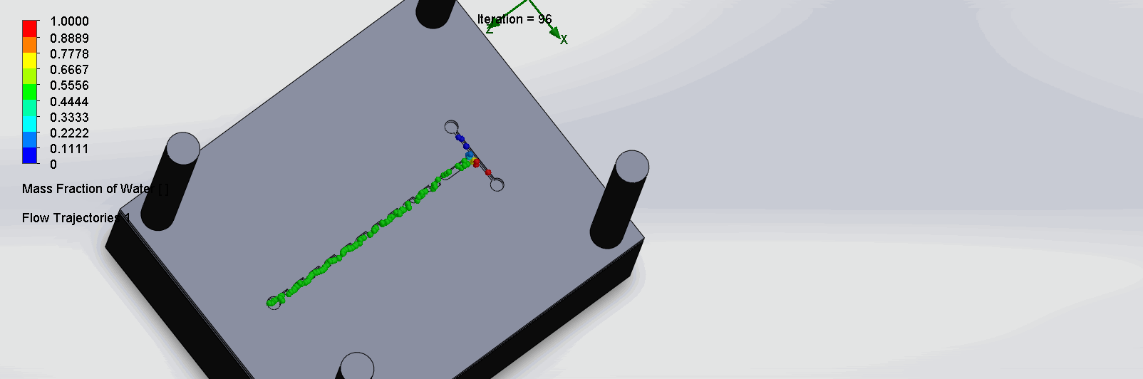 Animation 7. Flow trajectory of the Fin Shaped Baffles Chip; Created by Jessica Xin.
