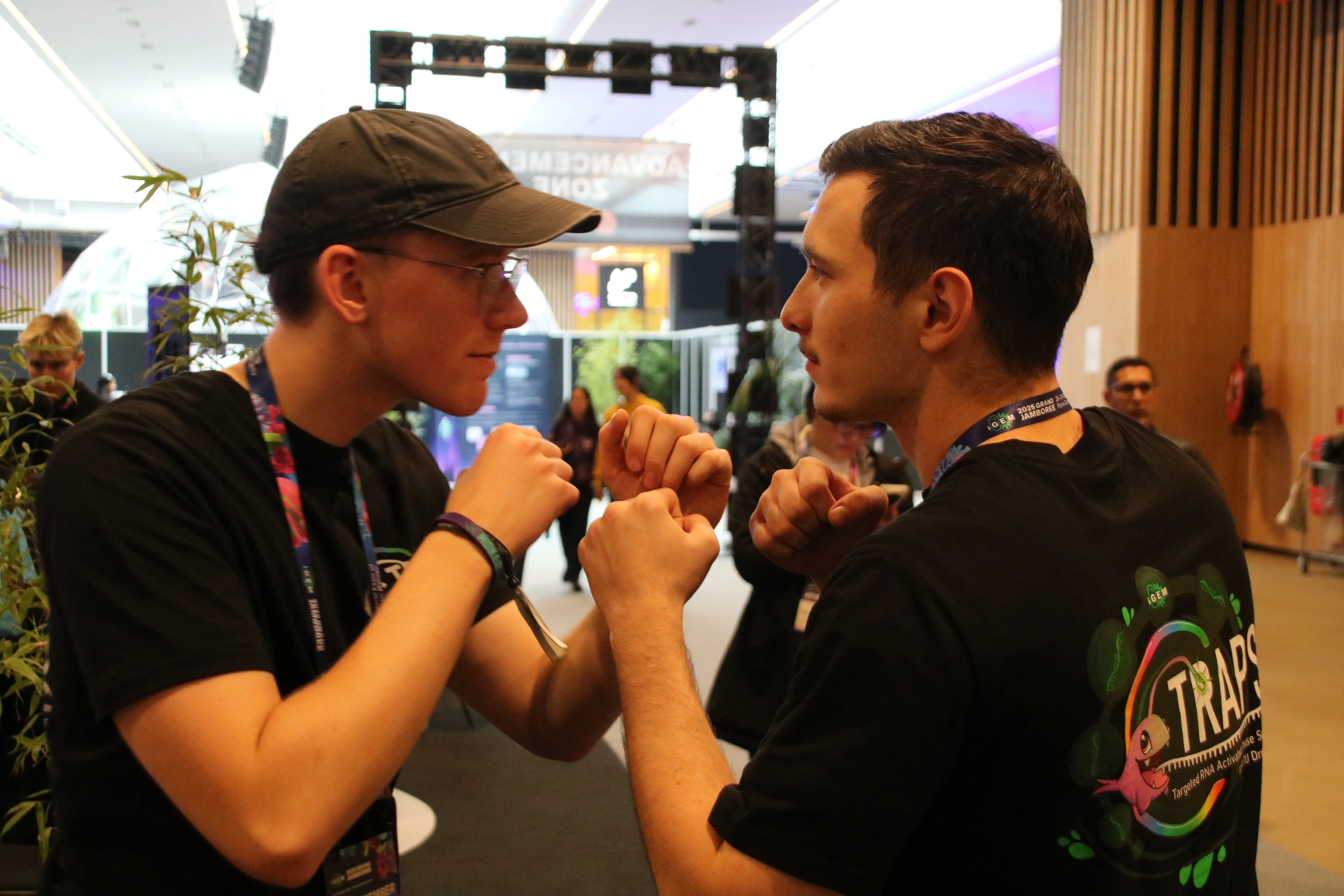 Two TRAPS member taking a funny picture at the jamboree.