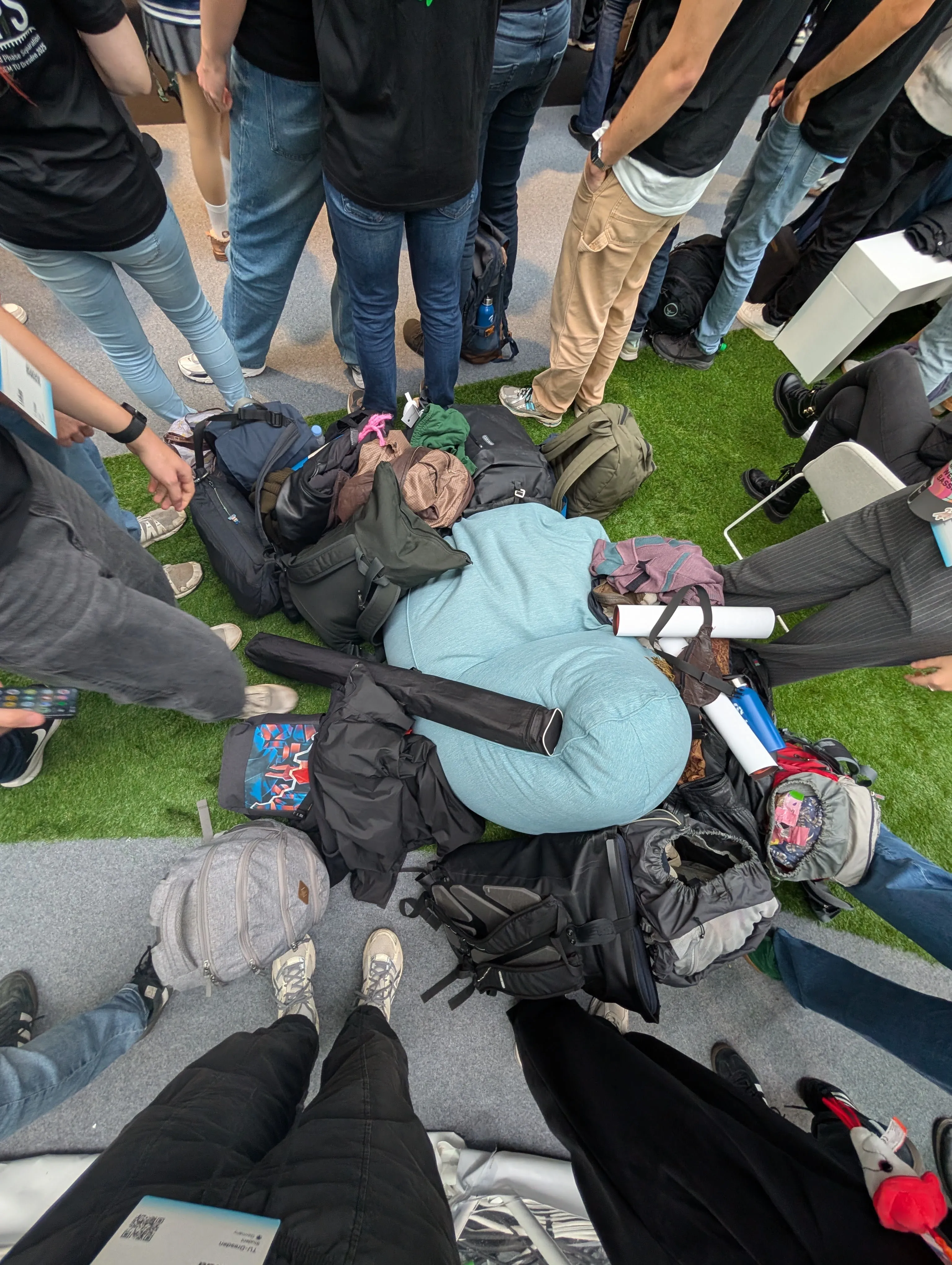 TRAPS members'backpacks all piled up