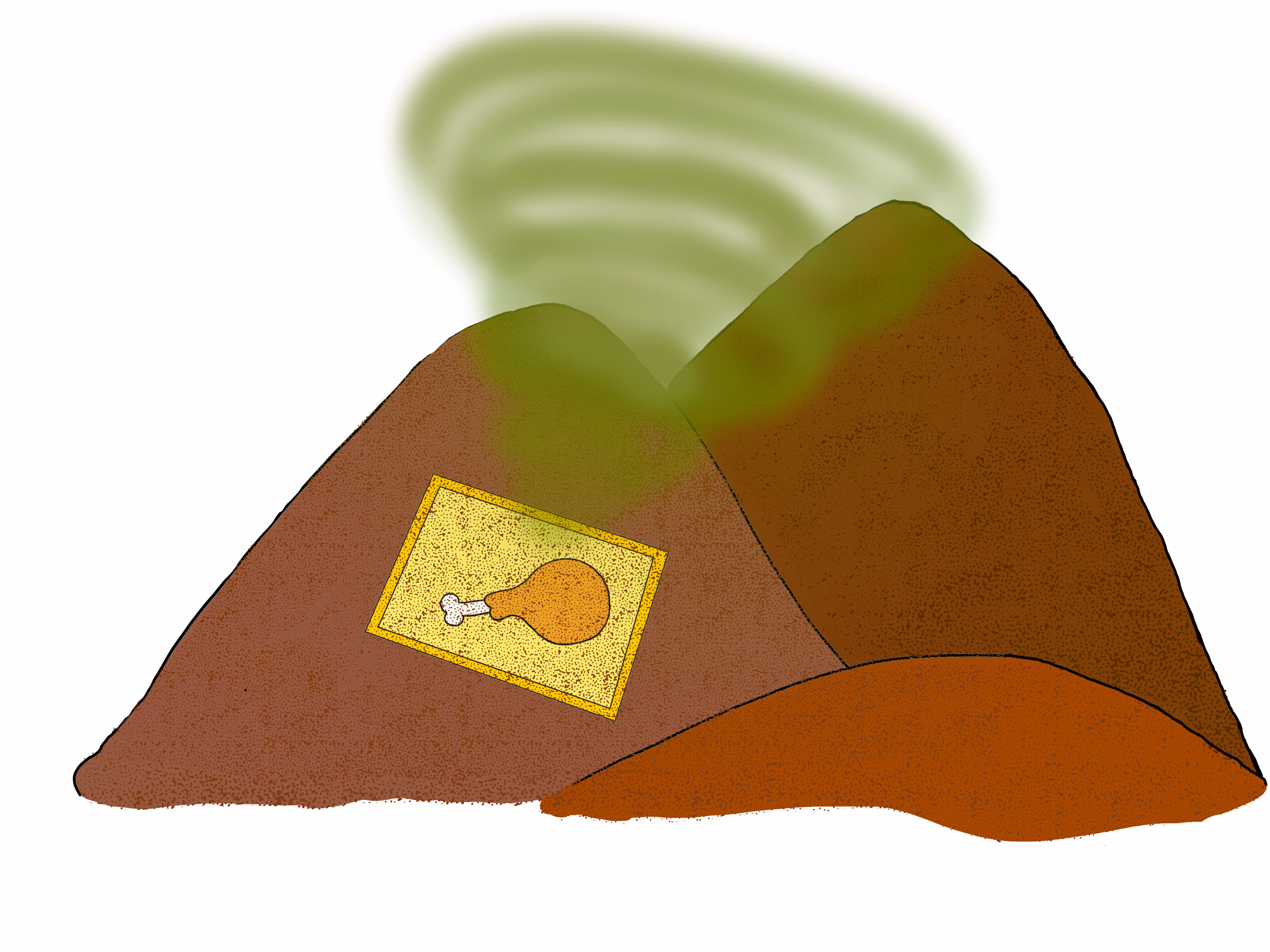 Piles of packaged meat with odor coming out of it.
