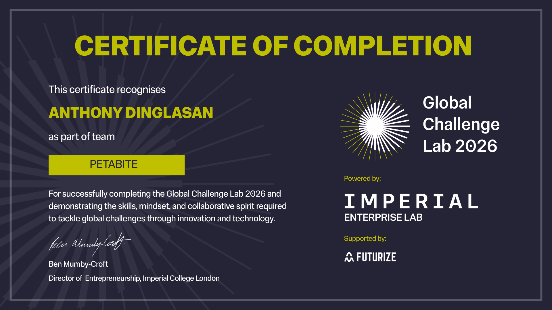 Imperial College London Global Pitch Competition